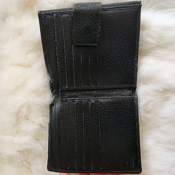 GUCCI Womens Black Canvas Guccisima Wallet Monogram GG Bi Fold Card Holder - Picture 6 of 10